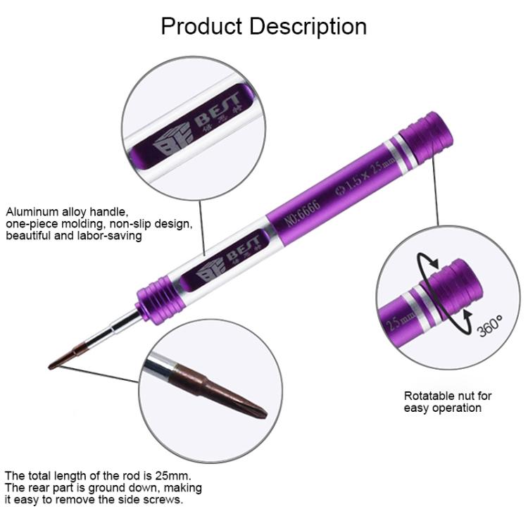 BEST BST-6666 Aluminum Alloy Screwdriver, Model:Phillips 1.5