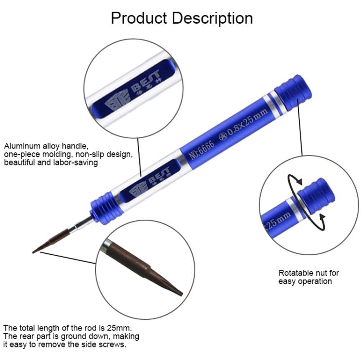 BEST BST-6666 Aluminum Alloy Screwdriver, Model:Pentalobe 0.8