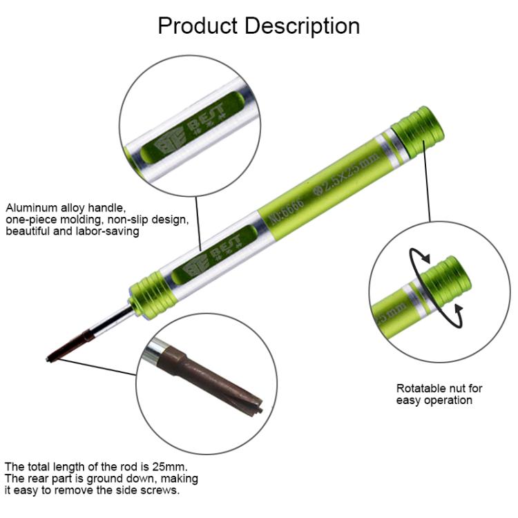 BEST BST-6666 Aluminum Alloy Screwdriver, Model:Hollow Cross Tip 2.5