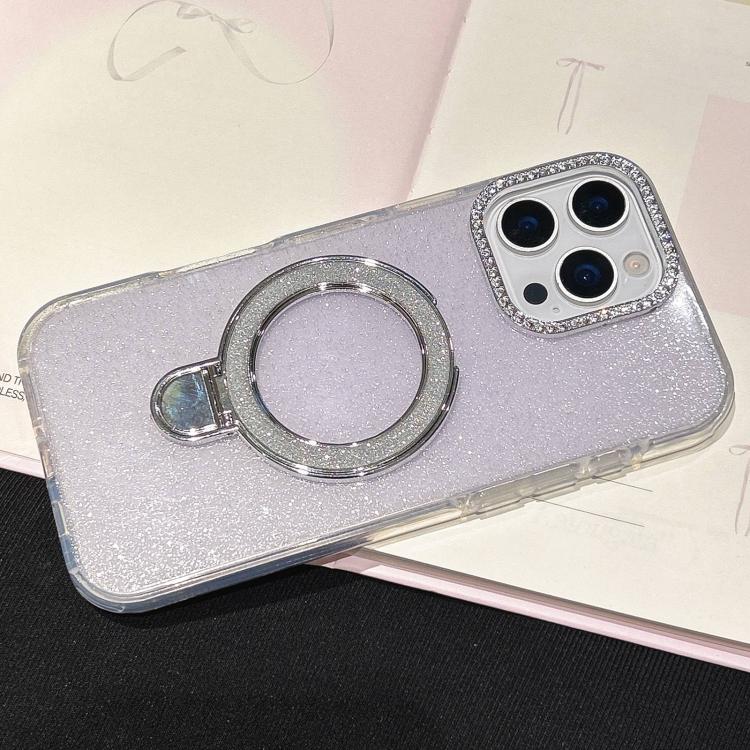 For iPhone 16 Pro Max Gradient Glitter Diamonds MagSafe Phone Case