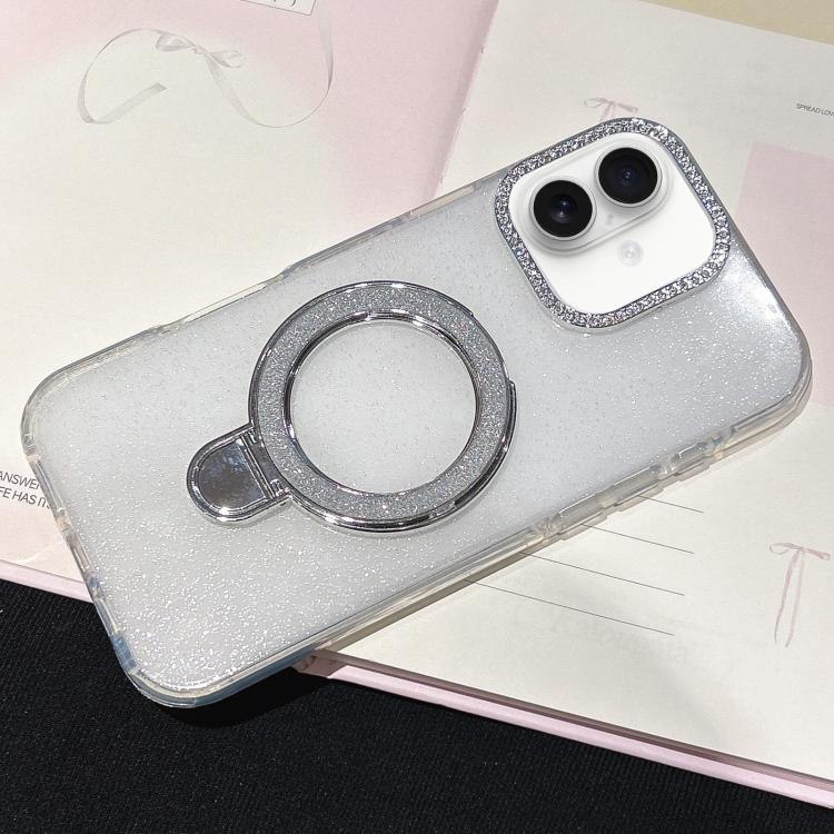 For iPhone 16 Gradient Glitter Diamonds MagSafe Phone Case