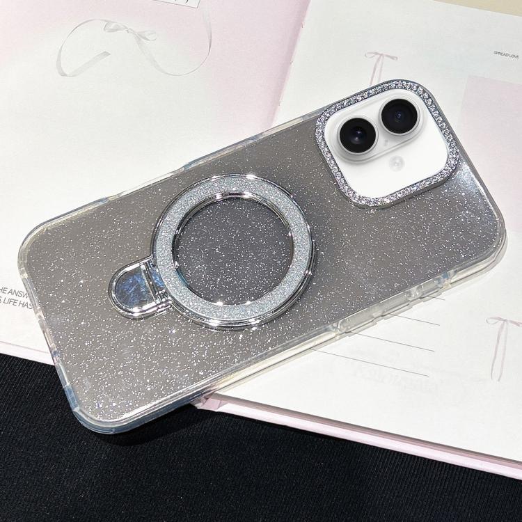 For iPhone 16 Gradient Glitter Diamonds MagSafe Phone Case