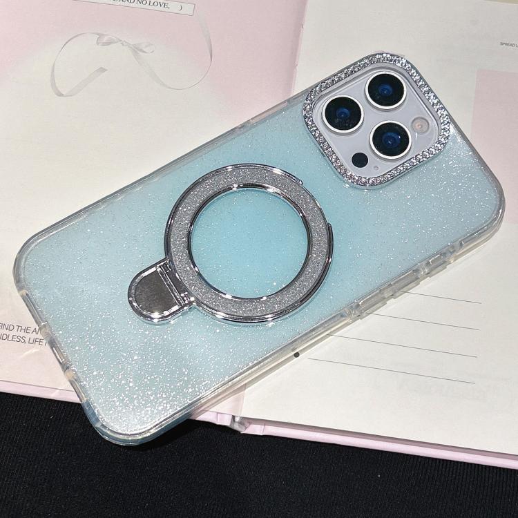 For iPhone 15 Pro Max Gradient Glitter Diamonds MagSafe Phone Case