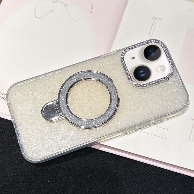 For iPhone 15 Gradient Glitter Diamonds MagSafe Phone Case