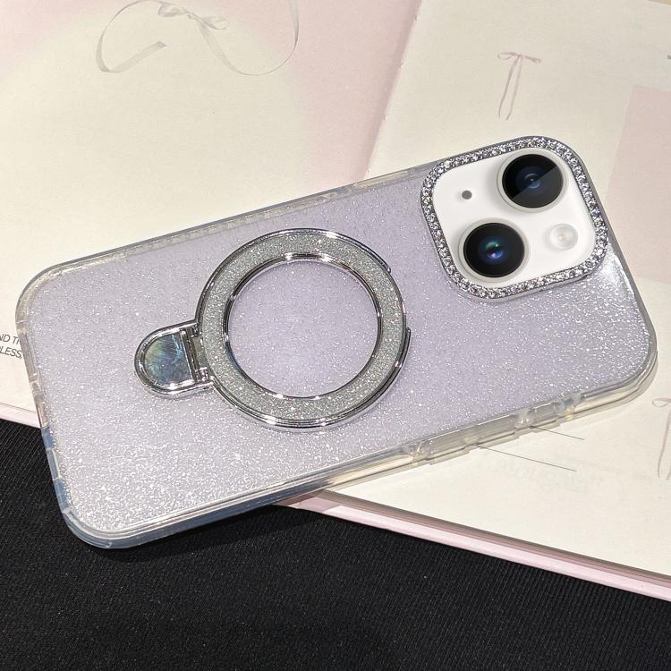 For iPhone 15 Gradient Glitter Diamonds MagSafe Phone Case
