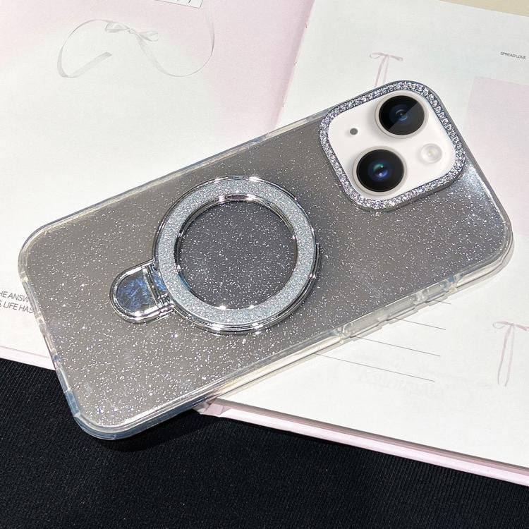 For iPhone 14 Gradient Glitter Diamonds MagSafe Phone Case
