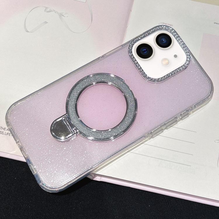 For iPhone 12 Gradient Glitter Diamonds MagSafe Phone Case