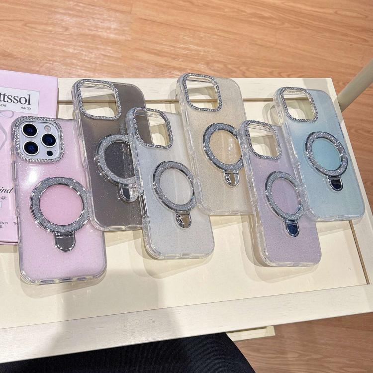 For iPhone 15 Plus Gradient Glitter Diamonds MagSafe Phone Case