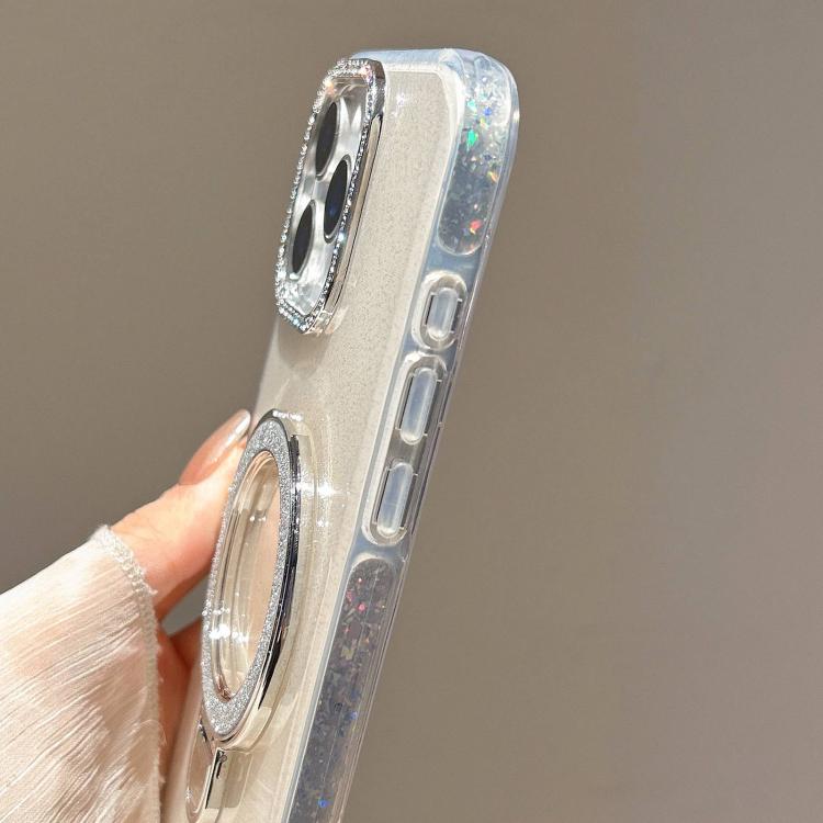 For iPhone 15 Plus Gradient Glitter Diamonds MagSafe Phone Case