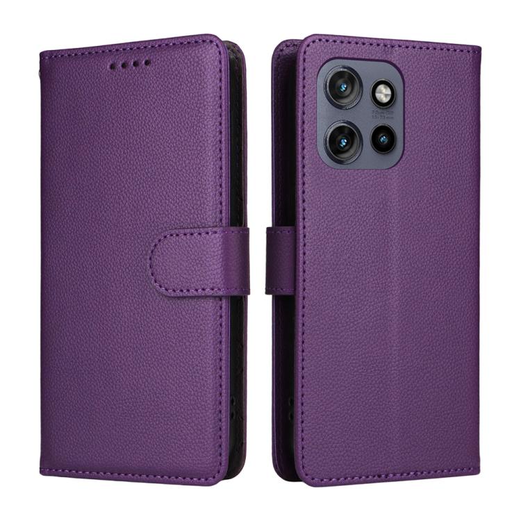 For Motorola Edge 50 Neo / ThinkPhone 25 Litchi Texture RFID Blocking 3-Card Wallet Leather Phone Case