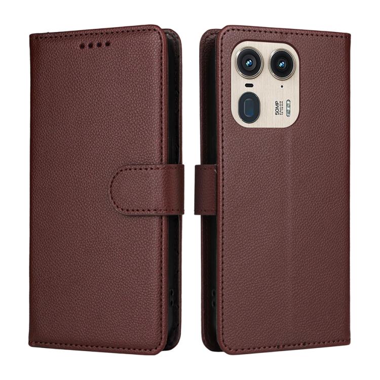 For Motorola Edge 50 Ultra / Moto X50 Ultra Litchi Texture RFID Blocking 3-Card Wallet Leather Phone Case