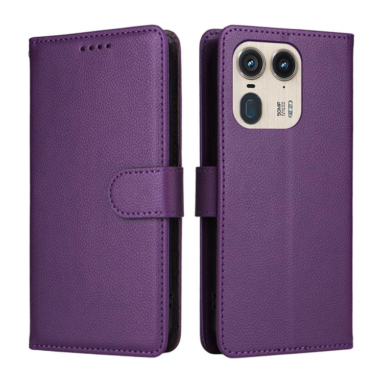For Motorola Edge 50 Ultra / Moto X50 Ultra Litchi Texture RFID Blocking 3-Card Wallet Leather Phone Case