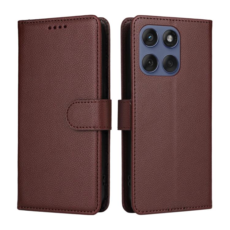 For Motorola Edge 60 Fusion / Edge 5G 2025 Litchi Texture RFID Blocking 3-Card Wallet Leather Phone Case