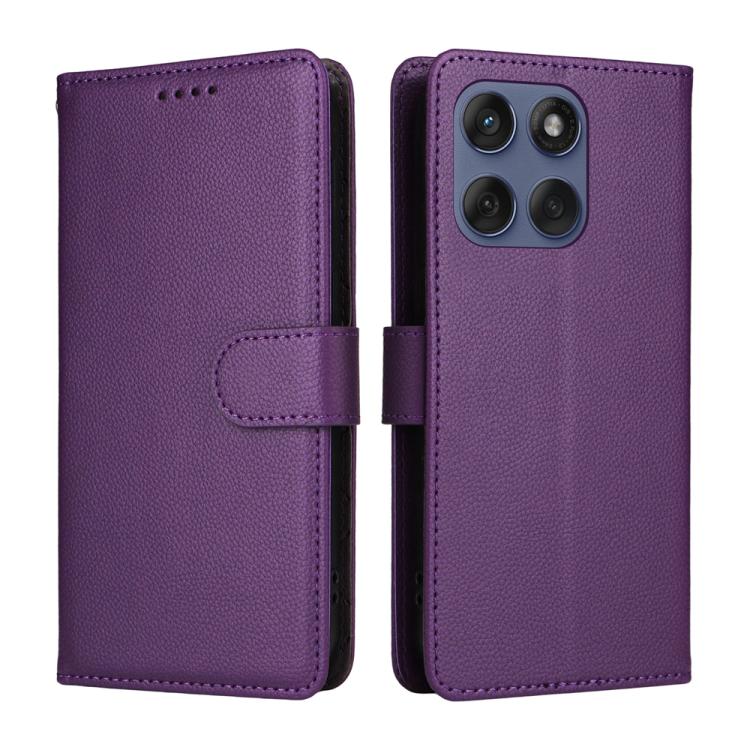 For Motorola Edge 60 Fusion / Edge 5G 2025 Litchi Texture RFID Blocking 3-Card Wallet Leather Phone Case