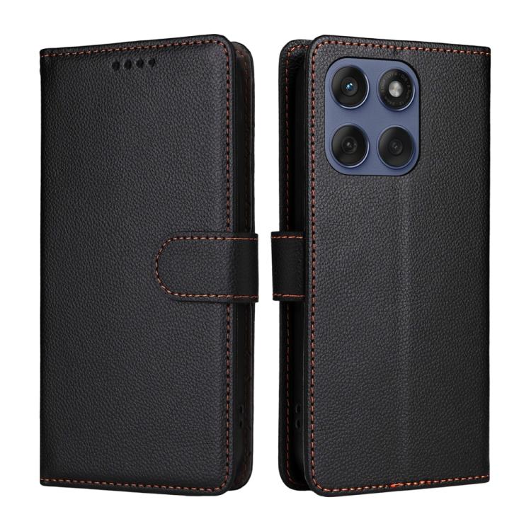 For Motorola Edge 60 Fusion / Edge 5G 2025 Litchi Texture RFID Blocking 3-Card Wallet Leather Phone Case