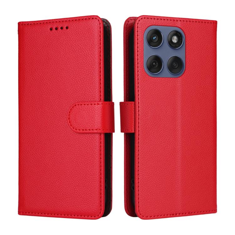 For Motorola Edge 60 Fusion / Edge 5G 2025 Litchi Texture RFID Blocking 3-Card Wallet Leather Phone Case