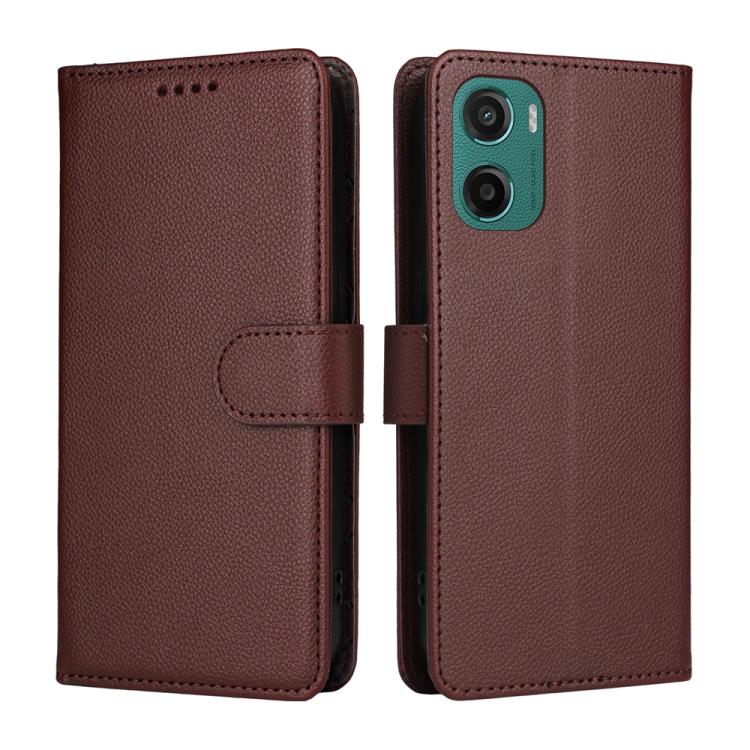 For Motorola Moto G05 / Moto E15 Litchi Texture RFID Blocking 3-Card Wallet Leather Phone Case