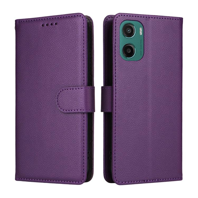 For Motorola Moto G05 / Moto E15 Litchi Texture RFID Blocking 3-Card Wallet Leather Phone Case