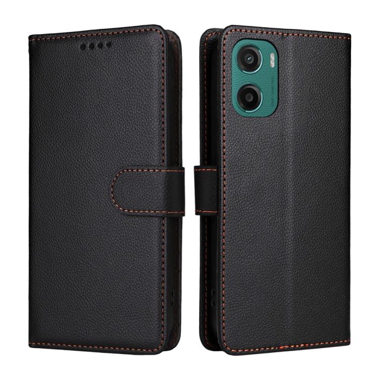 For Motorola Moto G05 / Moto E15 Litchi Texture RFID Blocking 3-Card Wallet Leather Phone Case