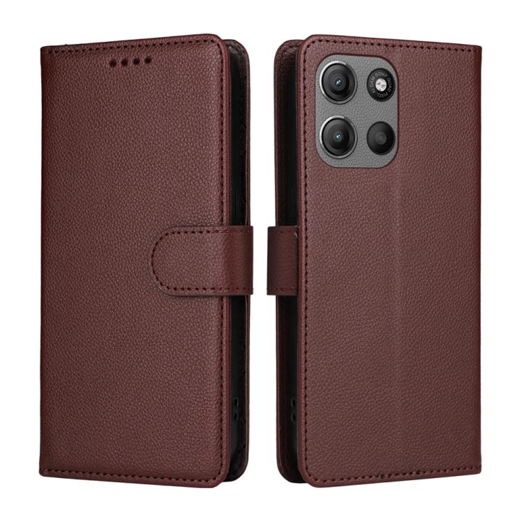 For Motorola Moto G15 / G15 Power Litchi Texture RFID Blocking 3-Card Wallet Leather Phone Case