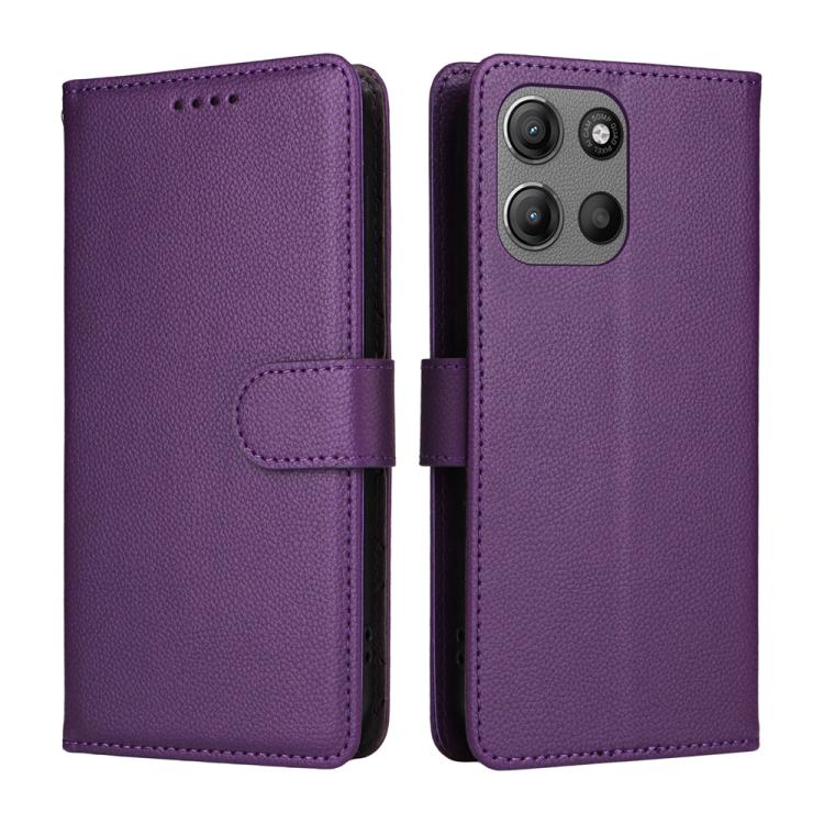 For Motorola Moto G15 / G15 Power Litchi Texture RFID Blocking 3-Card Wallet Leather Phone Case