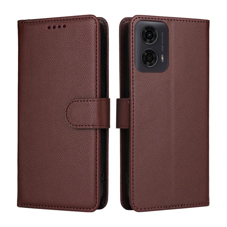 For Motorola Moto G24 / G04 / G04s / E14 Litchi Texture RFID Blocking 3-Card Wallet Leather Phone Case
