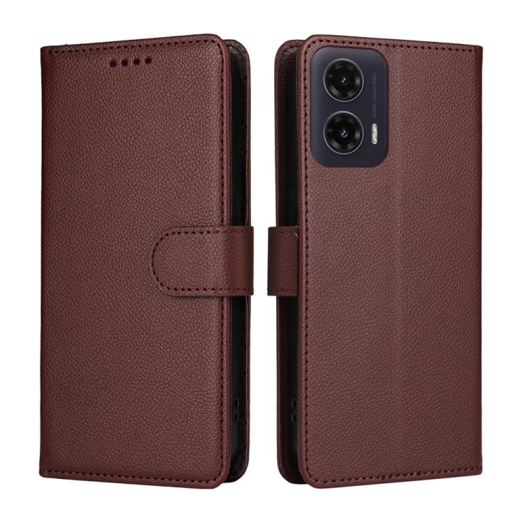 For Motorola Moto G35 5G Litchi Texture RFID Blocking 3-Card Wallet Leather Phone Case