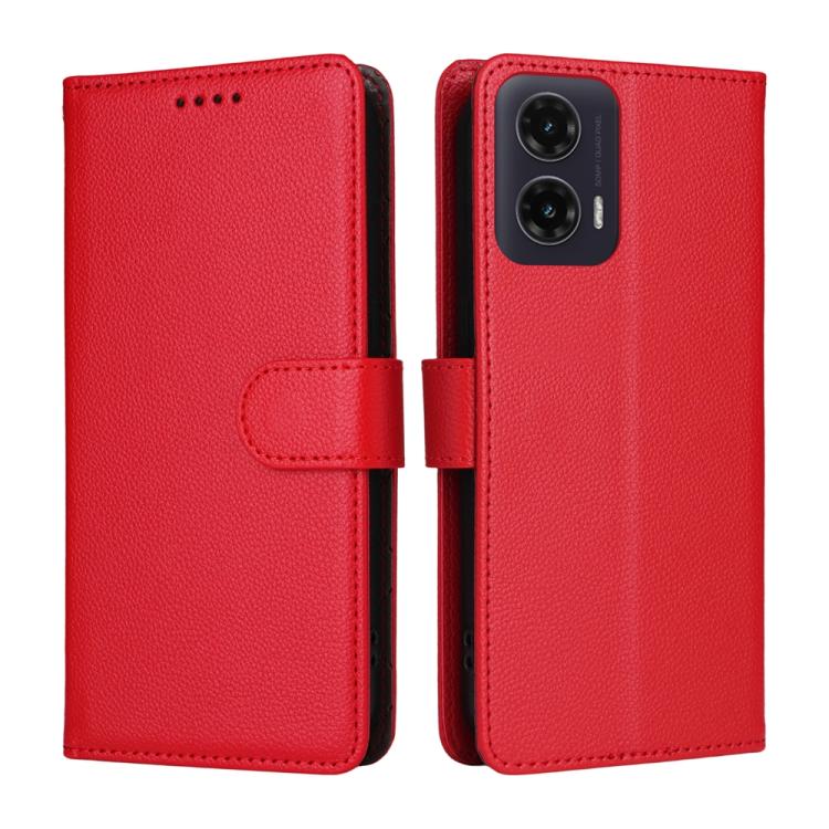 For Motorola Moto G35 5G Litchi Texture RFID Blocking 3-Card Wallet Leather Phone Case