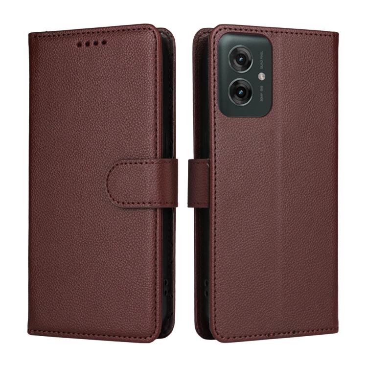 For Motorola Moto G55 5G Litchi Texture RFID Blocking 3-Card Wallet Leather Phone Case