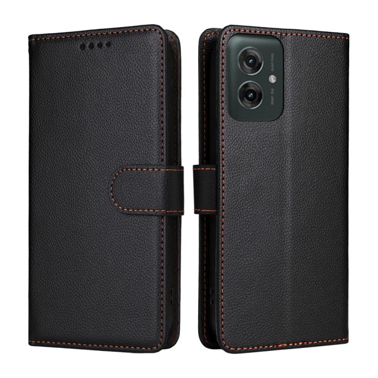 For Motorola Moto G55 5G Litchi Texture RFID Blocking 3-Card Wallet Leather Phone Case