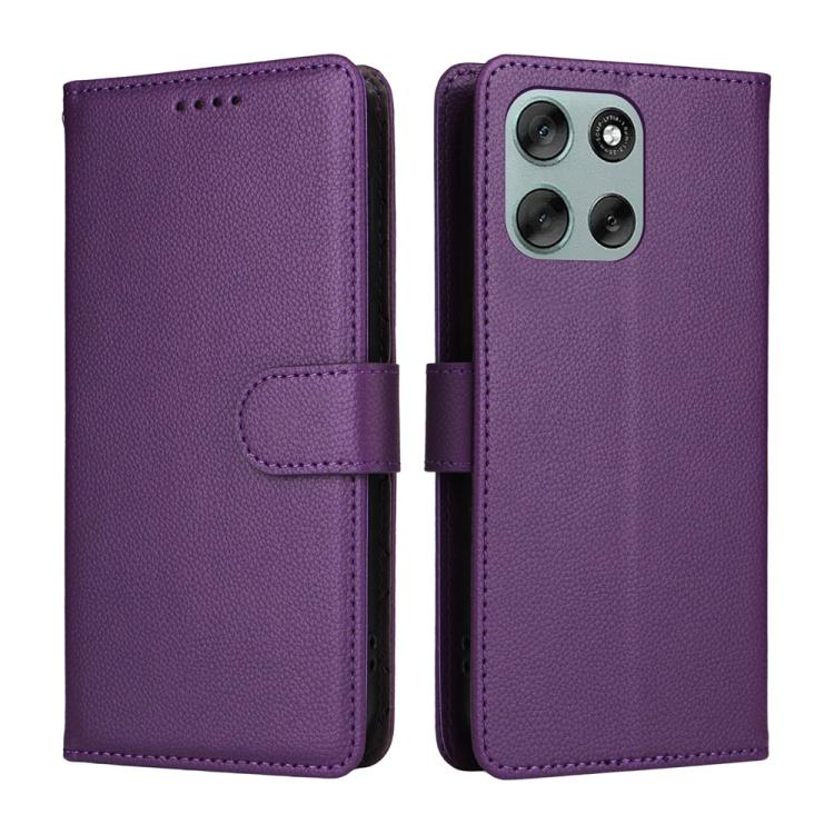 For Motorola Moto G56 5G / G66j 5G / G66y 5G Litchi Texture RFID Blocking 3-Card Wallet Leather Phone Case