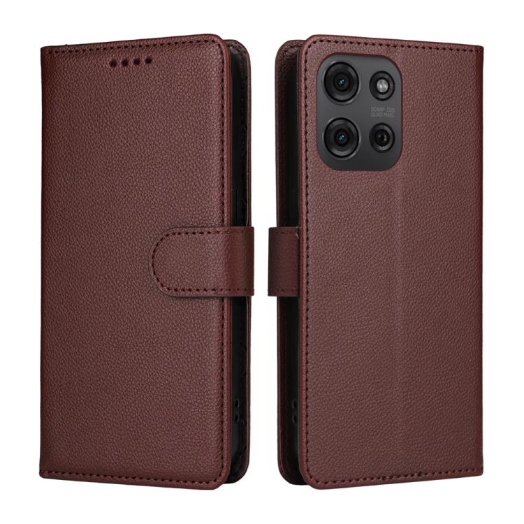 For Motorola Moto G75 5G Litchi Texture RFID Blocking 3-Card Wallet Leather Phone Case