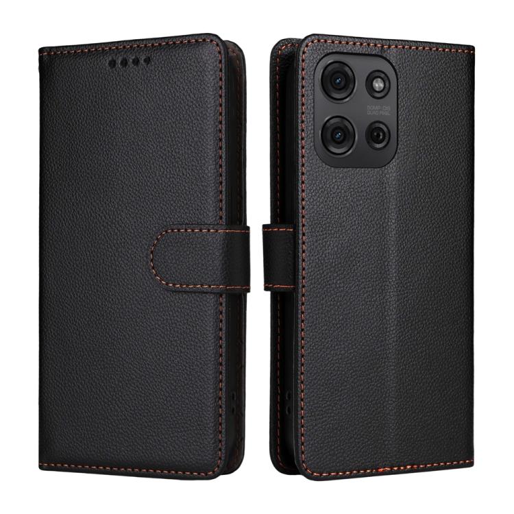 For Motorola Moto G75 5G Litchi Texture RFID Blocking 3-Card Wallet Leather Phone Case
