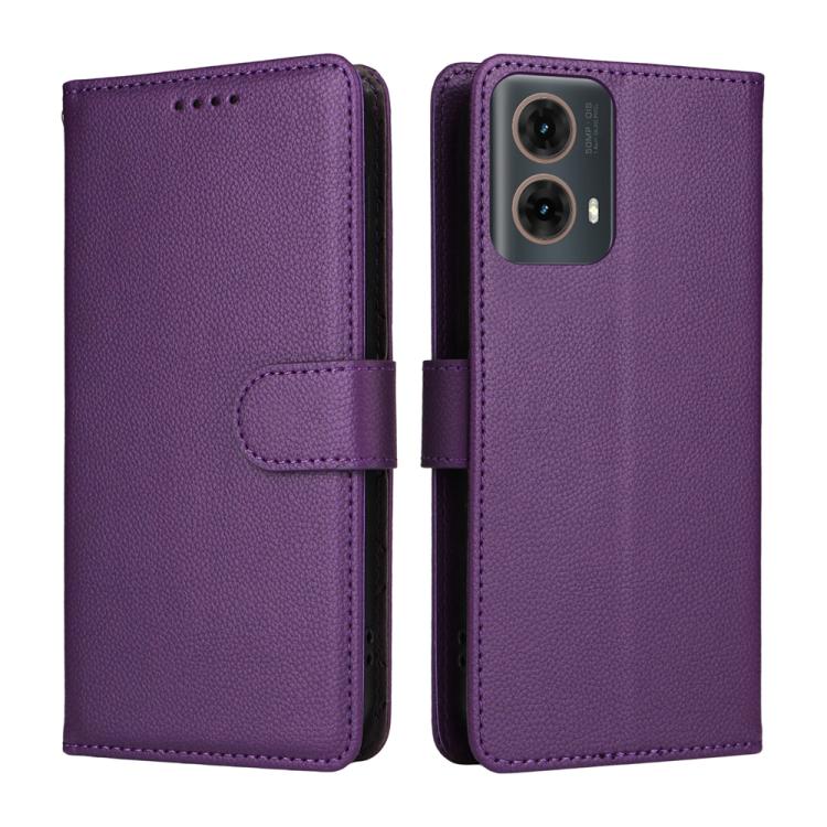 For Motorola Moto G85 5G / S50 Neo Litchi Texture RFID Blocking 3-Card Wallet Leather Phone Case