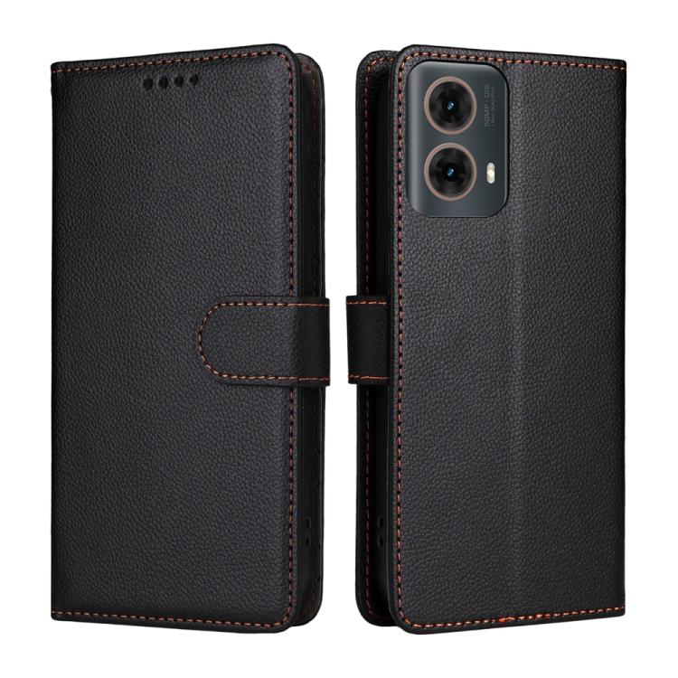 For Motorola Moto G85 5G / S50 Neo Litchi Texture RFID Blocking 3-Card Wallet Leather Phone Case