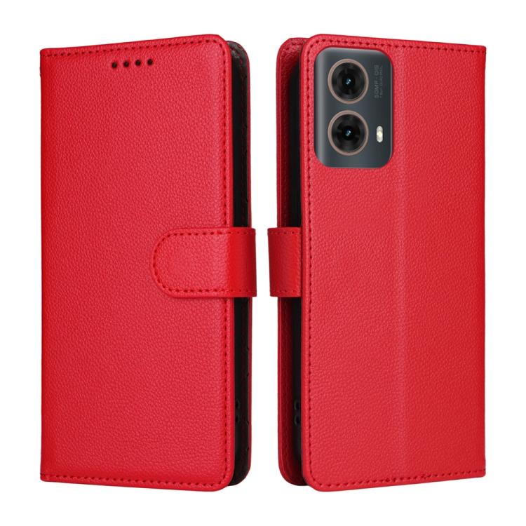 For Motorola Moto G85 5G / S50 Neo Litchi Texture RFID Blocking 3-Card Wallet Leather Phone Case