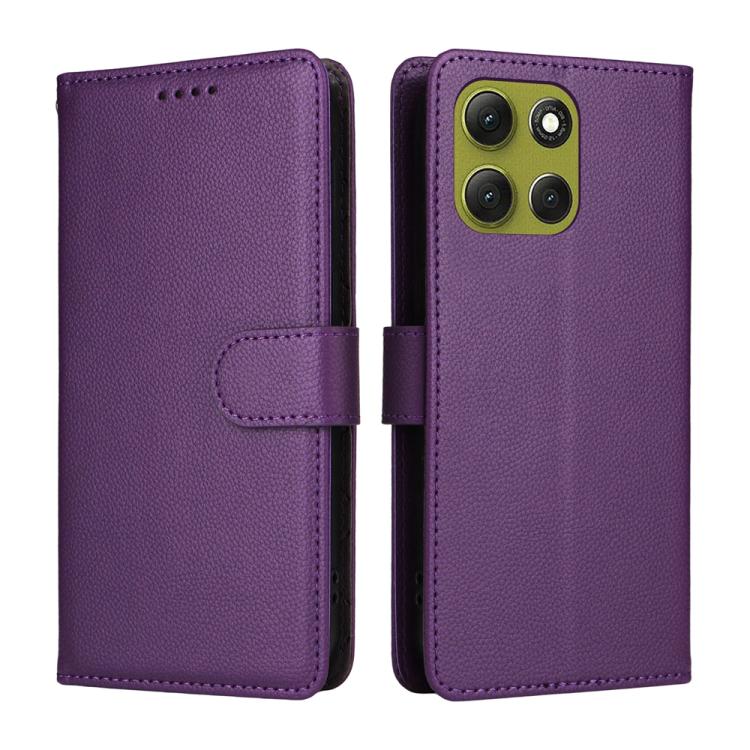 For Motorola Moto G86 5G / G86 Power Litchi Texture RFID Blocking 3-Card Wallet Leather Phone Case
