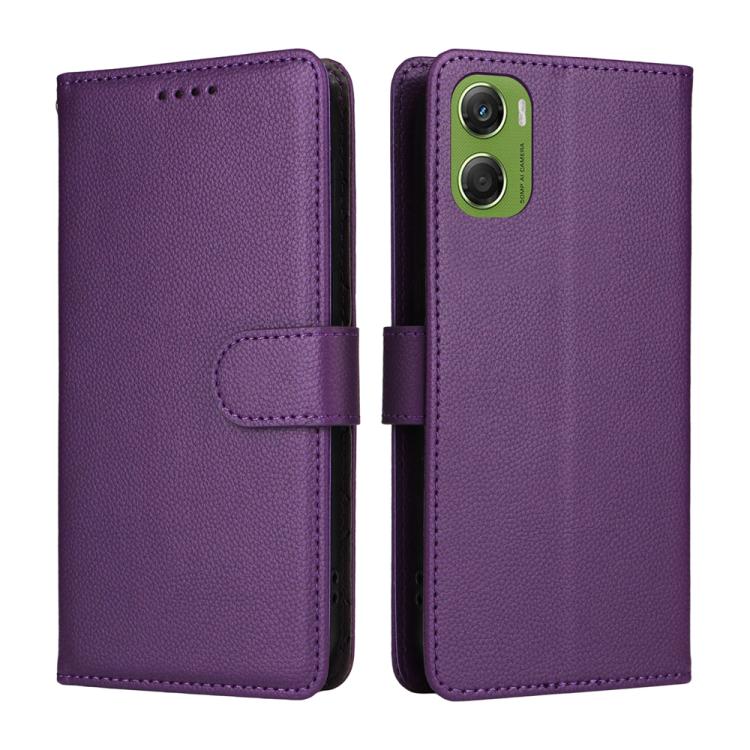 For Motorola Moto G06 4G Litchi Texture RFID Blocking 3-Card Wallet Leather Phone Case