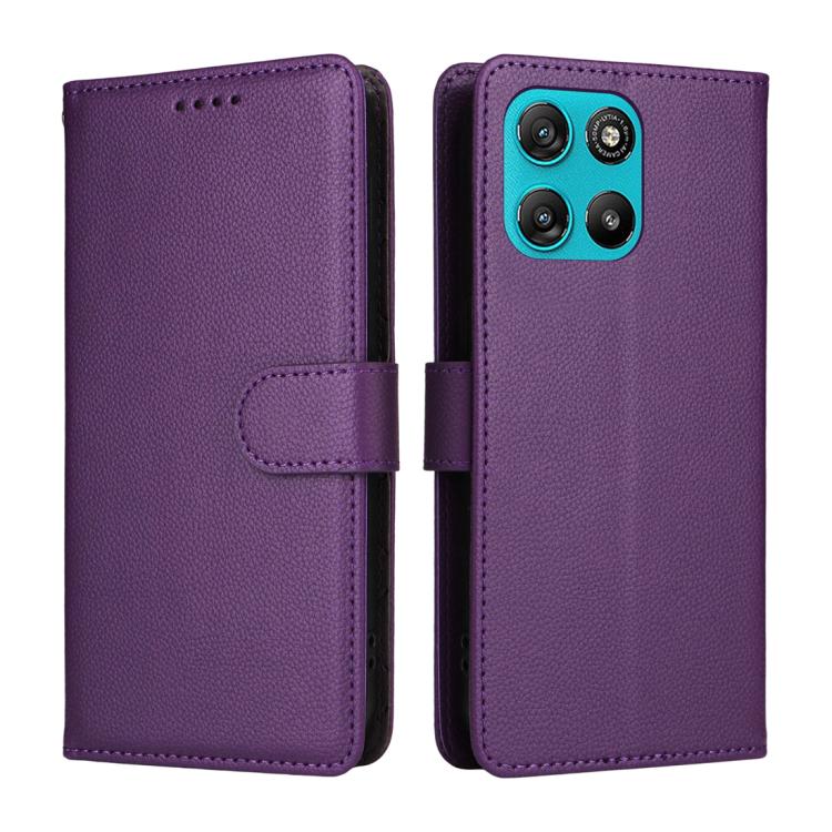 For Motorola Moto G67 Power 5G / G57 Power 5G Litchi Texture RFID Blocking 3-Card Wallet Leather Phone Case