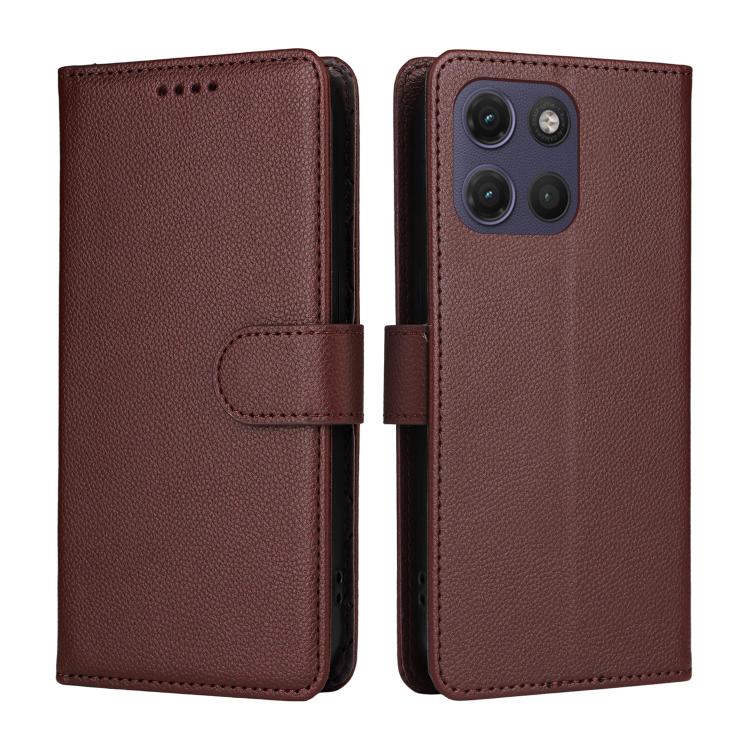 For Motorola Moto G17 4G / G17 Power 4G Litchi Texture RFID Blocking 3-Card Wallet Leather Phone Case