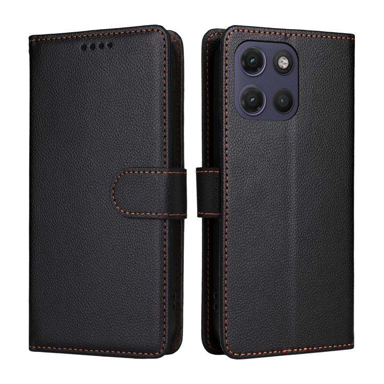 For Motorola Moto G17 4G / G17 Power 4G Litchi Texture RFID Blocking 3-Card Wallet Leather Phone Case