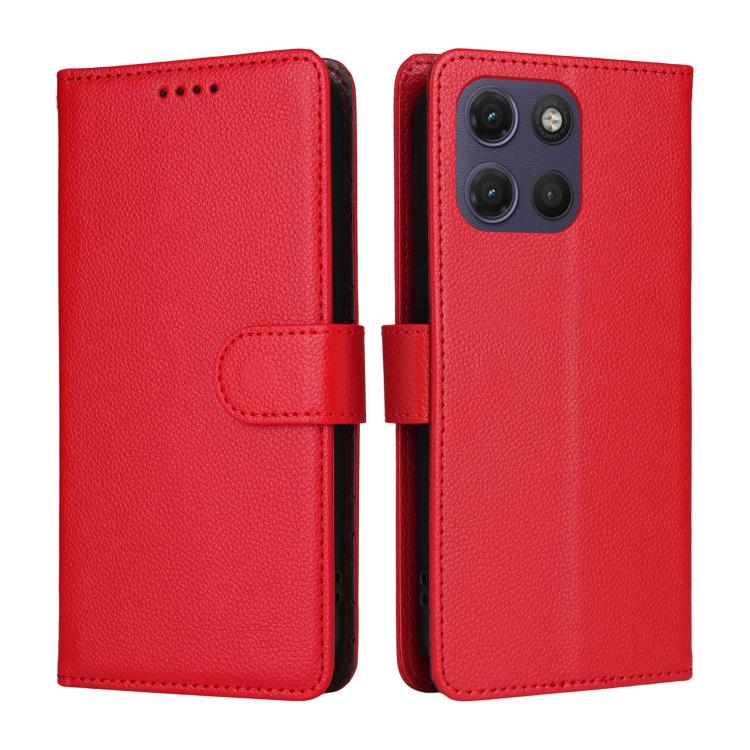 For Motorola Moto G17 4G / G17 Power 4G Litchi Texture RFID Blocking 3-Card Wallet Leather Phone Case
