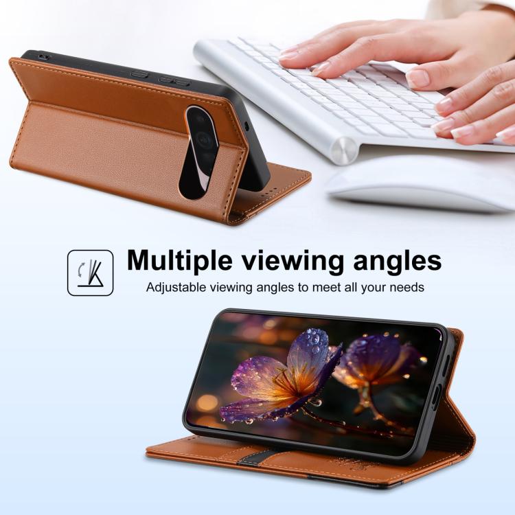 For Google Pixel 9 / 9 Pro / 10 / 10 Pro N.BEKUS P3 RFID Stitching Magnetic Flip Leather Phone Case