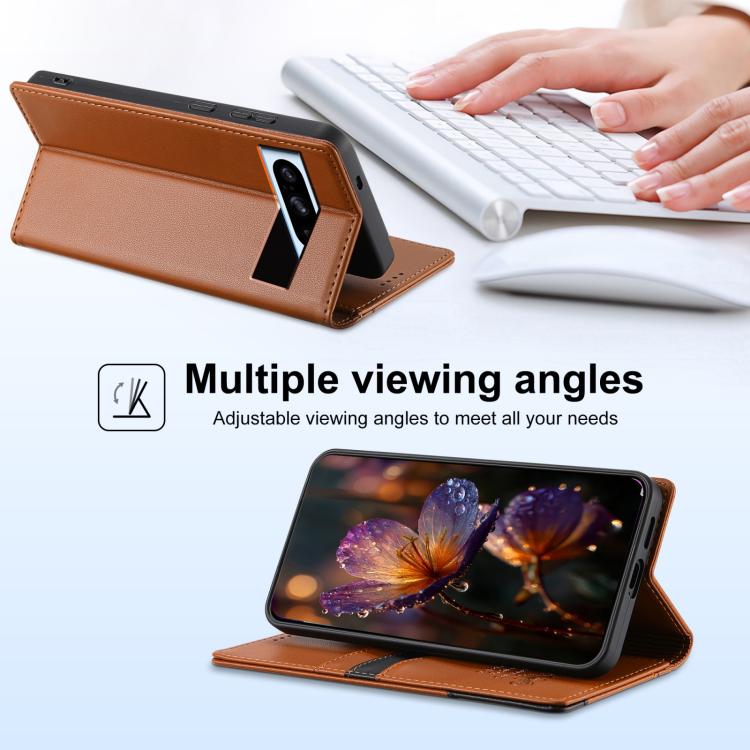 For Google Pixel 8 N.BEKUS P3 RFID Stitching Magnetic Flip Leather Phone Case