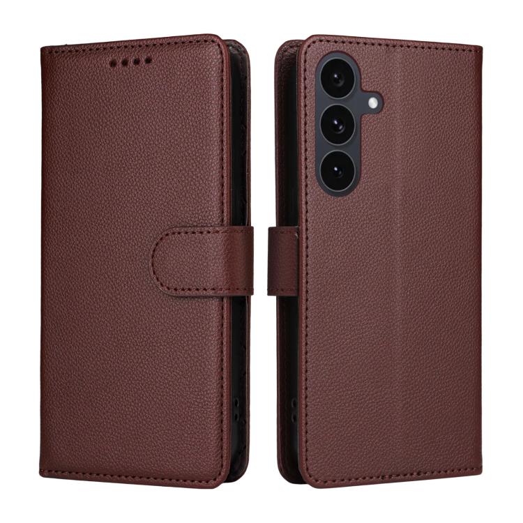 For Samsung Galaxy S25 FE 5G Litchi Texture RFID Blocking 3-Card Wallet Leather Phone Case