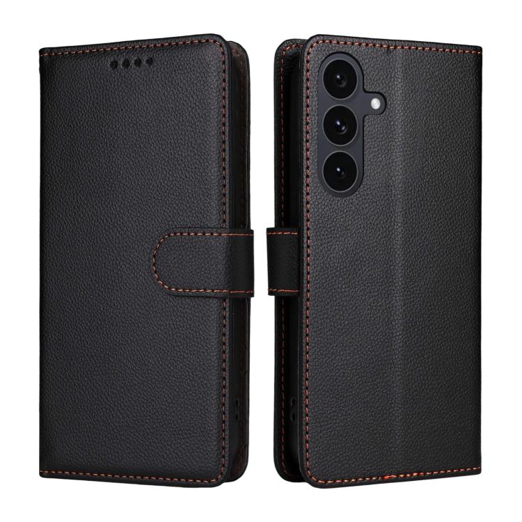 For Samsung Galaxy S25 FE 5G Litchi Texture RFID Blocking 3-Card Wallet Leather Phone Case
