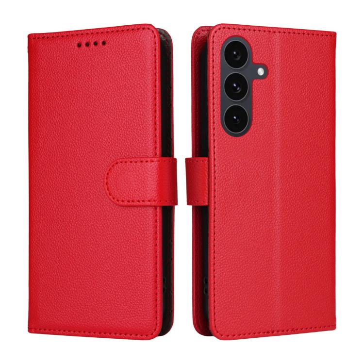 For Samsung Galaxy S25 FE 5G Litchi Texture RFID Blocking 3-Card Wallet Leather Phone Case