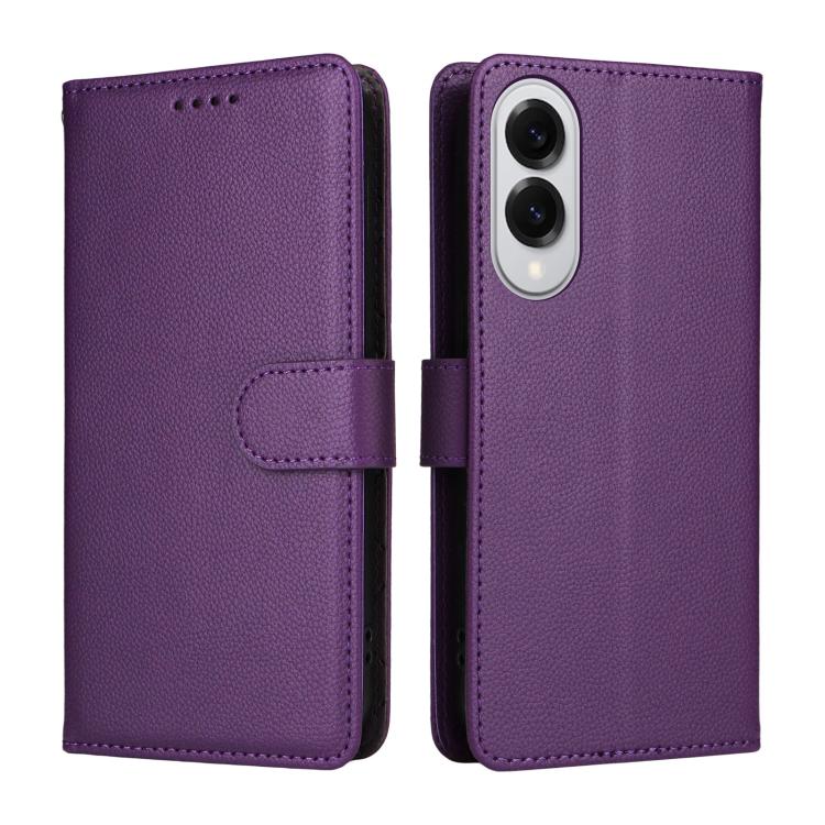 For Samsung Galaxy S25 Edge 5G Litchi Texture RFID Blocking 3-Card Wallet Leather Phone Case