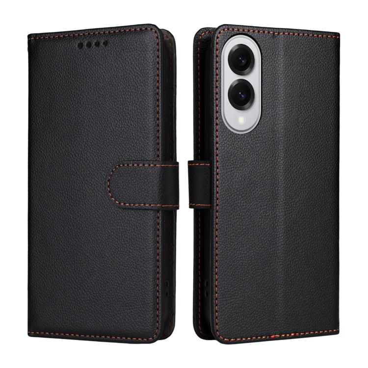 For Samsung Galaxy S25 Edge 5G Litchi Texture RFID Blocking 3-Card Wallet Leather Phone Case