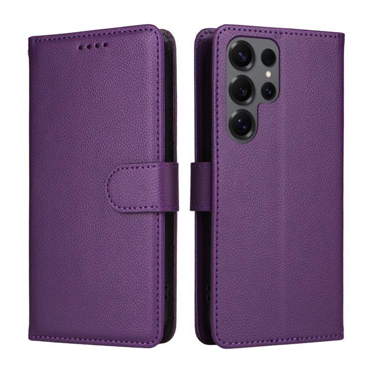 For Samsung Galaxy S25 Ultra 5G Litchi Texture RFID Blocking 3-Card Wallet Leather Phone Case